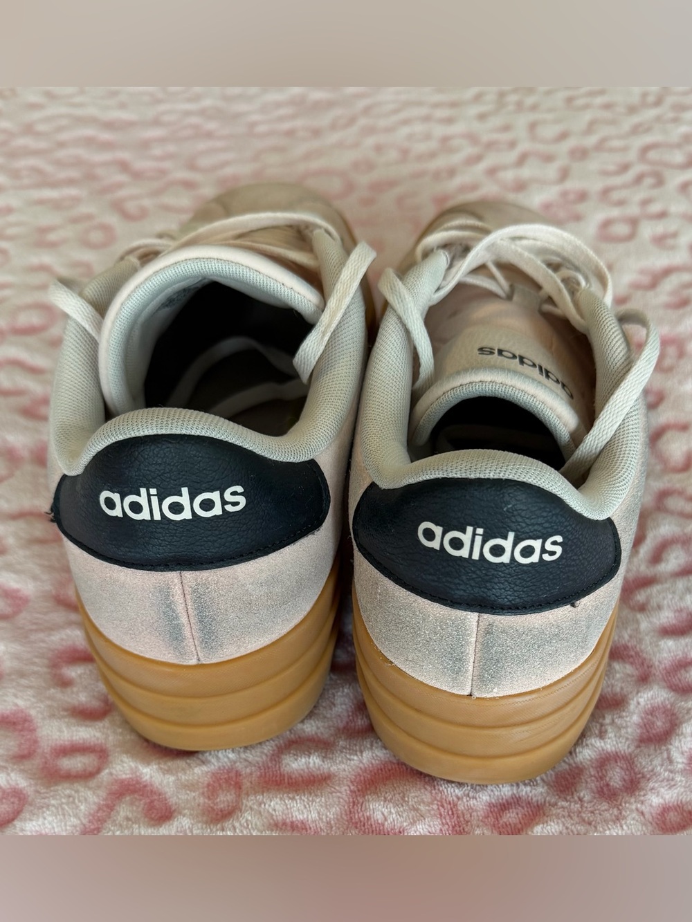 Adidas Platform Light Pink Suede Sneakers Stripes and Gum Sole Size: 9.5 - Picture 3 of 10